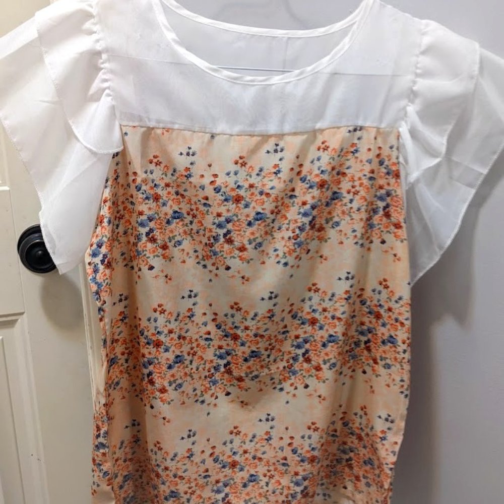 Cute Women's S Floral Yellow Summer Top Girly